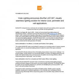 BoxRail LED 907 Vode Press Release 6-2014